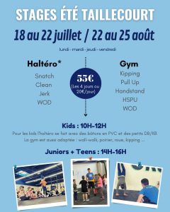 Stage Crossfit Enfants ( Kids, Juniors et Teens) été 2022 Taillecourt dans le Pays de Montbéliard